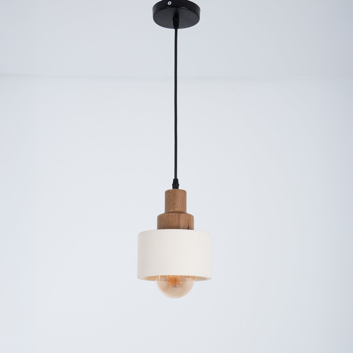 Concrete-white wood pendant