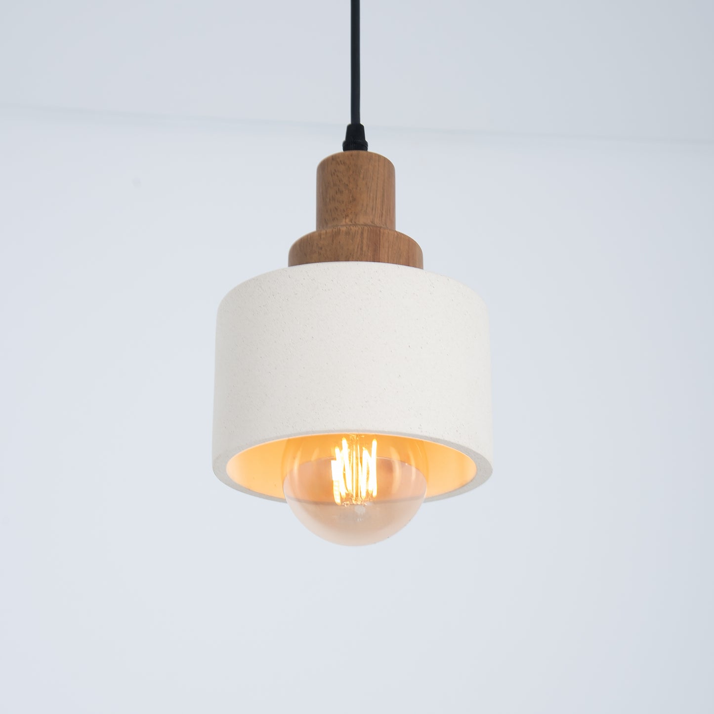 Concrete-white wood pendant