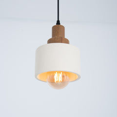 Concrete-white wood pendant