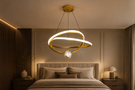 Chandelier - 2 circle gold - pendants-linear