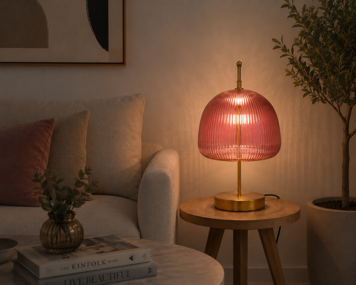 Glass lamp table