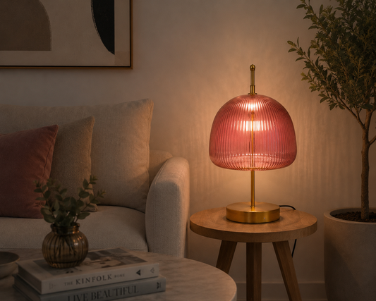 Glass lamp table