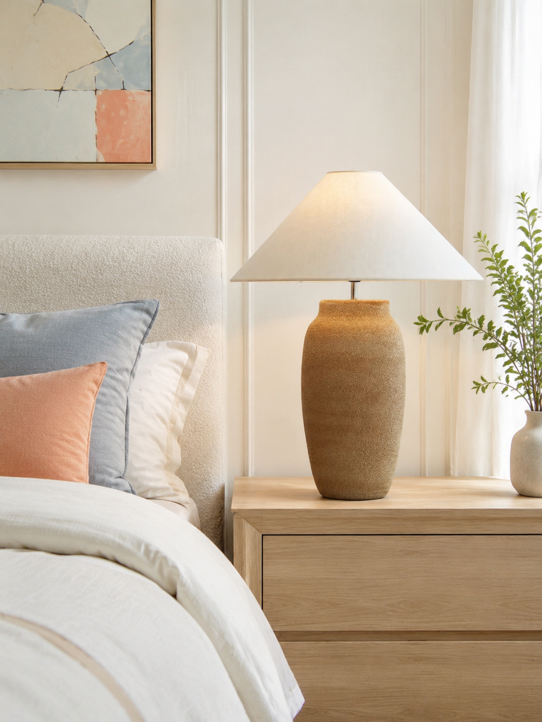 Boho -pottery2-offWhite Table Lamp- lumia