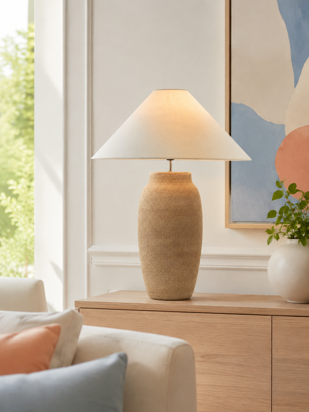 Boho -pottery2-offWhite Table Lamp- lumia