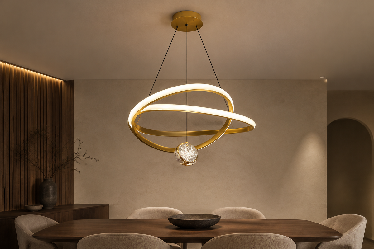 Chandelier - 2 circle gold - pendants-linear